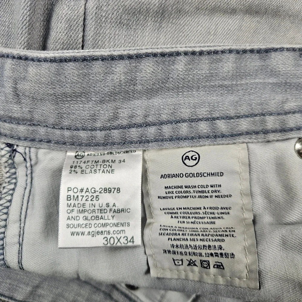 AG Adriano Goldschmied The Graduate Tailored Leg Gray Jeans 30x34 Actual 32x30.5